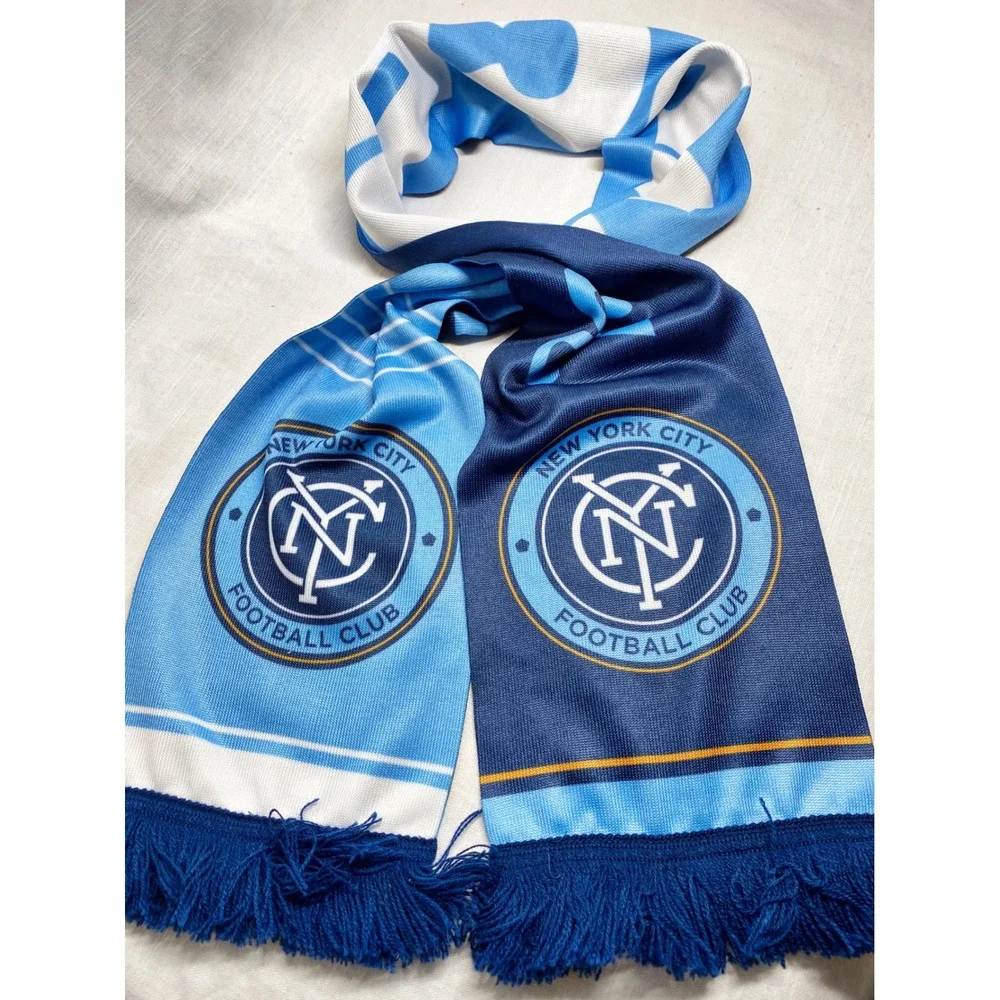 New York City FC *Lot of 2* NYCFC Soccer Scarves Blue Navy White Reversible